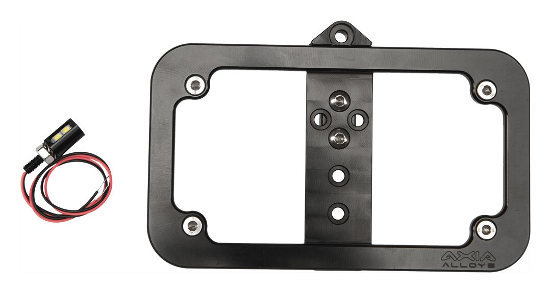axia_alloys_lighted_license_plate_frame_bolt_on.jpg Axia Alloys Bolt-On Lighted License Plate Frame - Image 1